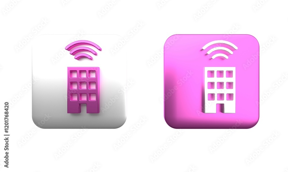 Poster colorful smart home with wireless icon isolated on white background. remote control. internet of thi