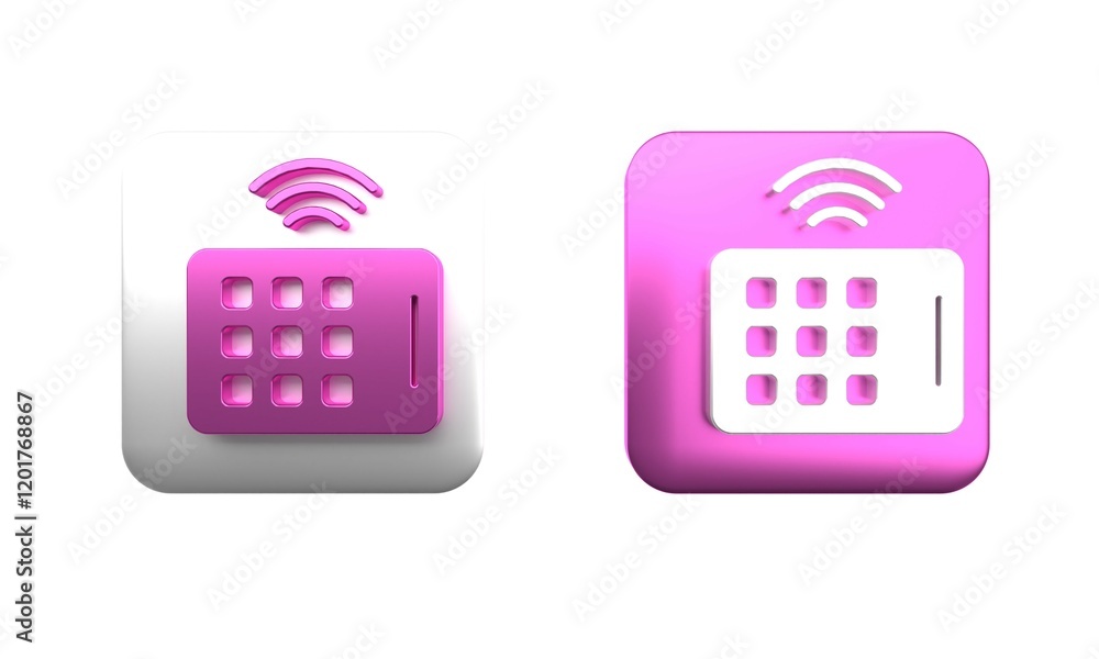 Poster colorful wireless tablet icon isolated on white background. internet of things concept with wireless