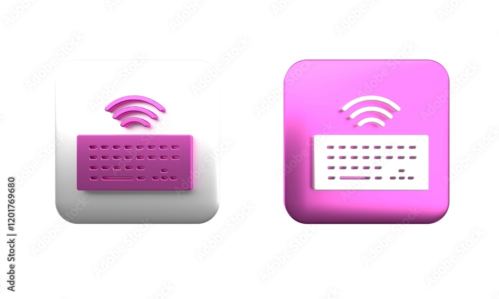 Poster colorful wireless computer keyboard icon isolated on white background. pc component sign. internet o