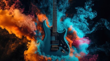 Electric Guitar in Colored Smoke