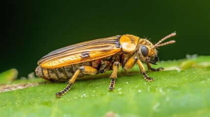 A brown and orange bug is on a leaf