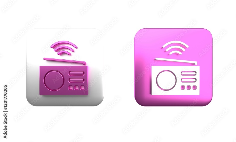 Poster colorful smart radio system icon isolated on white background. internet of things concept with wirel