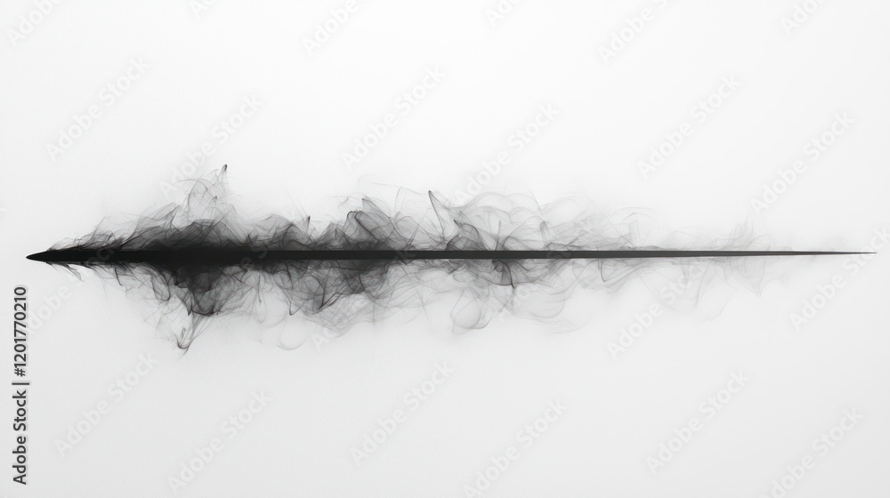 Poster abstract grayscale composition of interconnected particles forming a horizontal streak