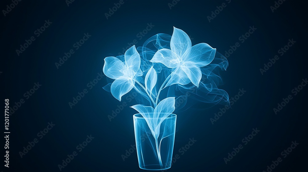 Poster an x-ray of a flower in a vase showing the internal structure of both objects