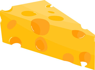 Cartoon Illustration of Cheddar Cheese Block