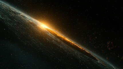 Obraz premium Magnificent Spiral Galaxy in Deep Space, Celestial Wonder with Golden Hues and Intricate Details