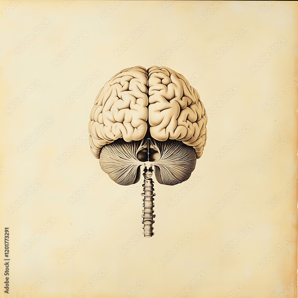 Poster an x-ray view of a human brain highlighting the skull and brain structure