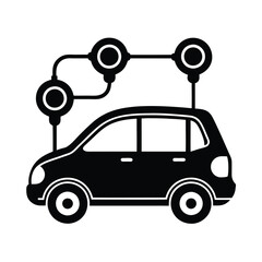 Electric Car Sharing System. Flat Vector Icon city