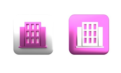 Colorful House icon isolated on white background. Home symbol. Square button. 3D render illustration