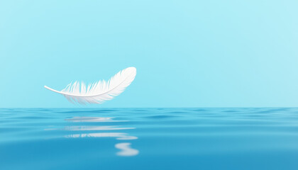 White Feather Floating on Water for World Peace Day