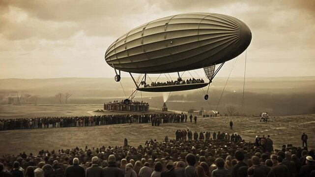 A Majestic Airship Descends Over Victorian England