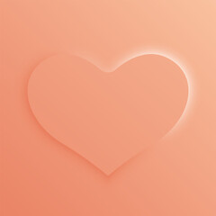 Single peach heart on a gradient background. Elegant, glowing design symbolizing love and intimacy. Perfect for romantic themes or Valentine's Day