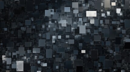 "Pixel Fragmentation Background: Decay Effect with Dispersed Dots. Concept of Disintegration. Mosaic of Simple Square Particles. Vector Illustration on a Black Background."