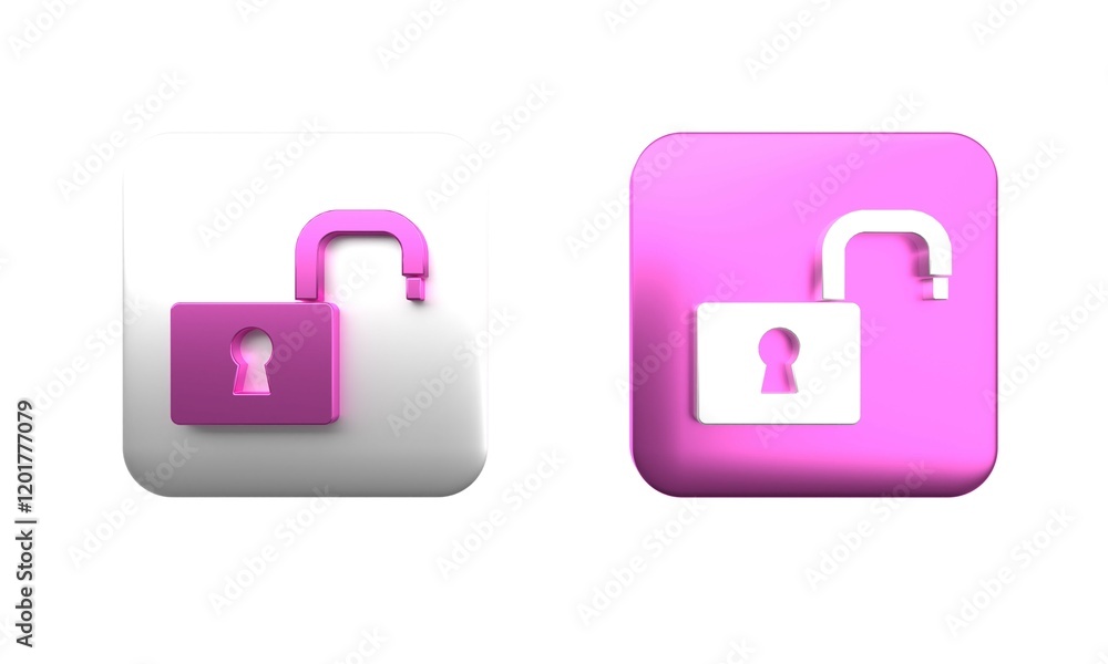 Aufkleber colorful open padlock icon isolated on white background. opened lock sign. cyber security concept. d