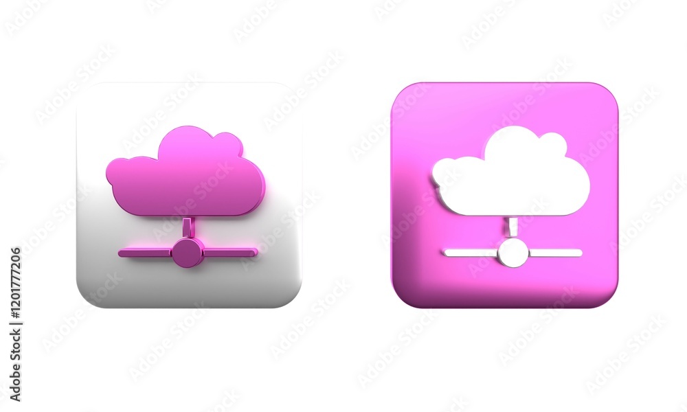 Poster colorful network cloud connection icon isolated on white background. social technology. cloud comput
