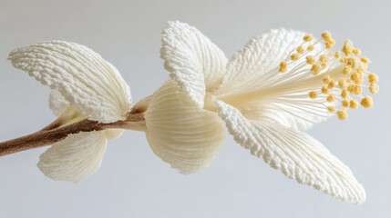 Delicate White Flower with Intricate Details and Soft Texture
