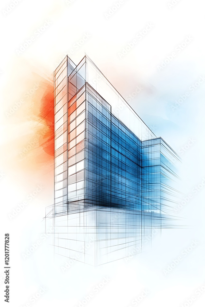 Poster architectural rendering of a mixed-use development project