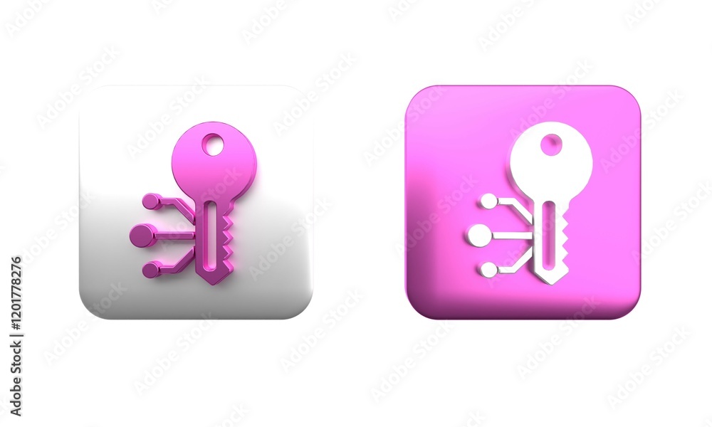 Poster colorful cryptocurrency key icon isolated on white background. concept of cyber security or private 