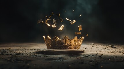 3d art of crown fragmentation studio setting with dramatic light