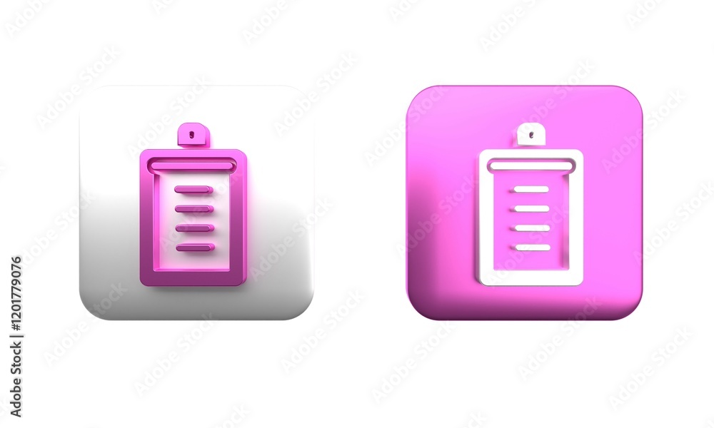 Poster colorful clipboard with checklist icon isolated on white background. control list symbol. survey pol