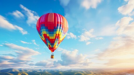 Fototapeta premium A photo of a lone colorful hot air balloon