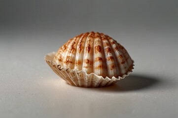 Beautifully detailed seashell with orange and white patterns showcasing nature's intricate design
