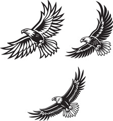 Obraz premium Vector illustration of a flying eagle, available for purchase at $1 USD, showcasing its majestic wingspan