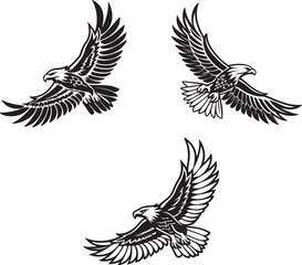 Obraz premium Vector illustration of a flying eagle, available for purchase at $1 USD, showcasing its majestic wingspan