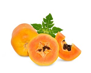 ripe papaya isolated on white background. full depth of field