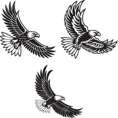 Obraz premium Vector illustration of a flying eagle, available for purchase at $1 USD, showcasing its majestic wingspan