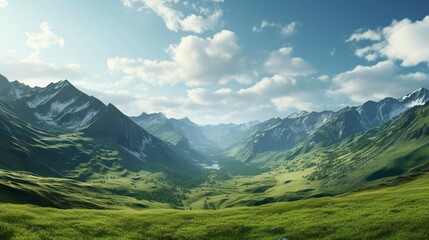 Naklejka premium A photo of a majestic mountain range with rolling hill
