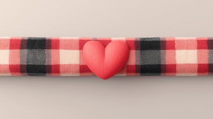 Obraz premium Tartan lipstick ad featuring heart design on plaid print