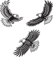 Fototapeta premium Vector illustration of a flying eagle, available for purchase at $1 USD, showcasing its majestic wingspan