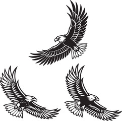 Obraz premium Vector illustration of a flying eagle, available for purchase at $1 USD, showcasing its majestic wingspan