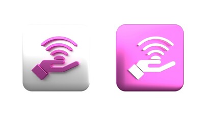Colorful 5G new wireless internet wifi connection icon isolated on white background. Global network high speed connection data rate technology. Square button. 3D render illustration