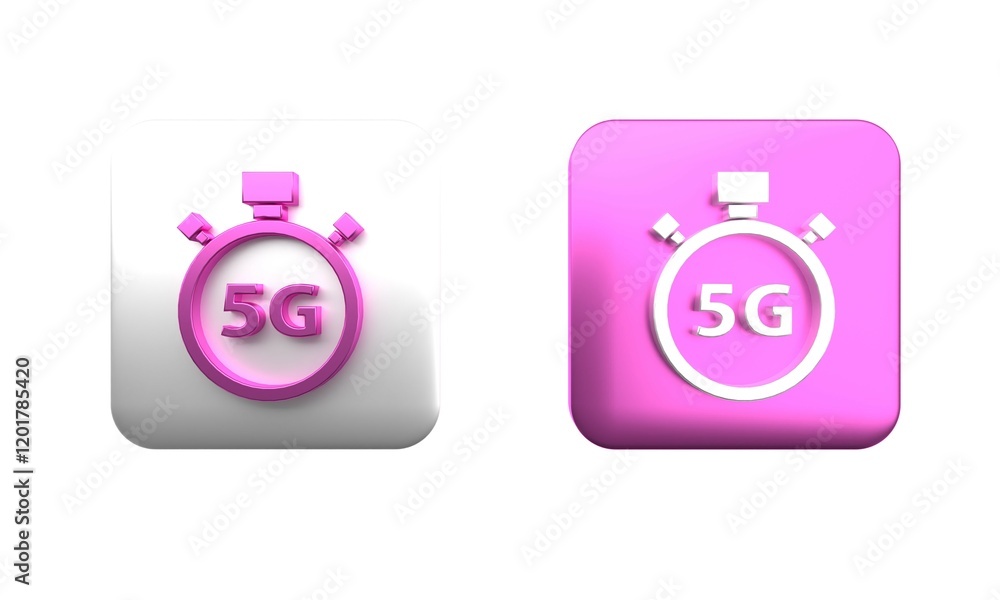 Poster colorful digital speed meter concept with 5g icon isolated on white background. global network high 