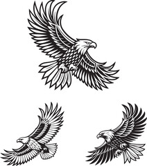 Obraz premium Vector illustration of a flying eagle, available for purchase at $1 USD, showcasing its majestic wingspan