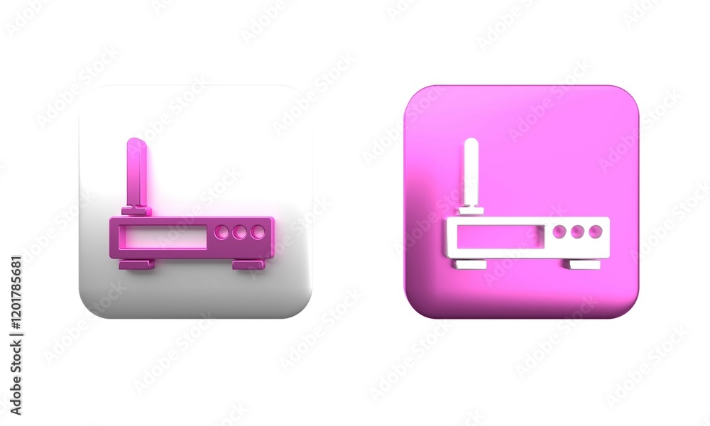 Poster colorful router and wi-fi signal icon isolated on white background. wireless ethernet modem router. 