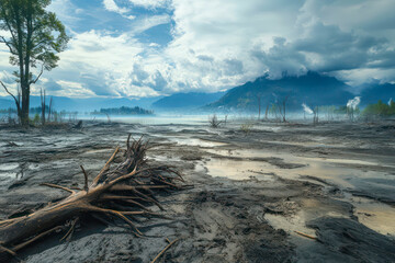 Environmental Impact of Climate Change on Riverbed and Forests