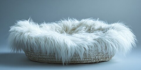Fluffy White Faux Fur Ottoman