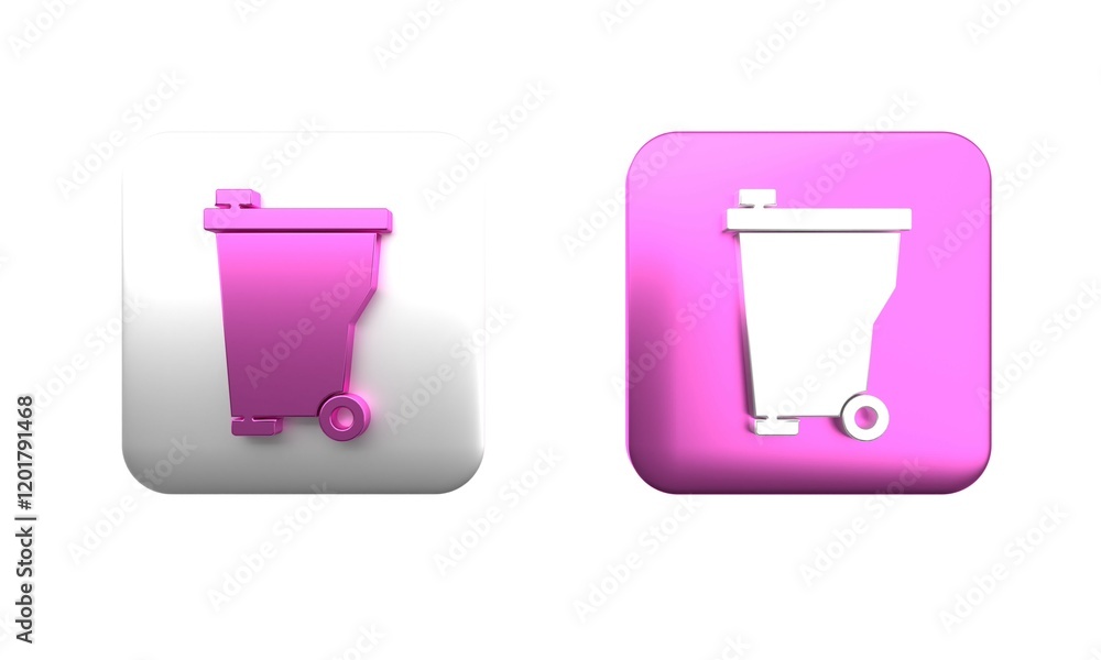 Poster colorful trash can icon isolated on white background. garbage bin sign. recycle basket icon. office 