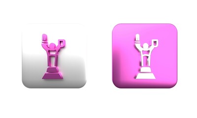 Colorful Mother Motherland monument in Kiev, Ukraine icon isolated on white background. Square button. 3D render illustration