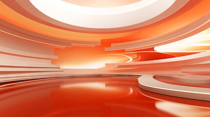 Abstract Orange and White Modern Architectural Interior Design