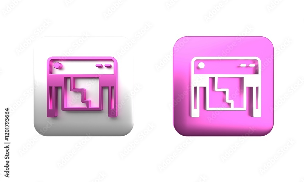Poster colorful plotter icon isolated on white background. large format multifunction printer. polygraphy, 
