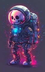 Chibi Skeleton Astronaut with Glow Effects