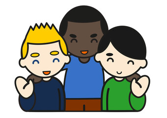 様々な人種の若い男性三人