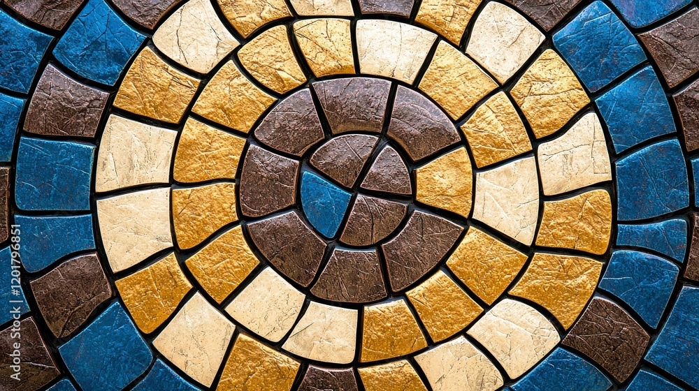 Poster colorful mosaic design with circular patterns and texture elements