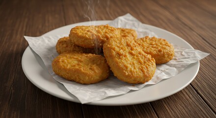 Fried chicken nuggets on tissue paper