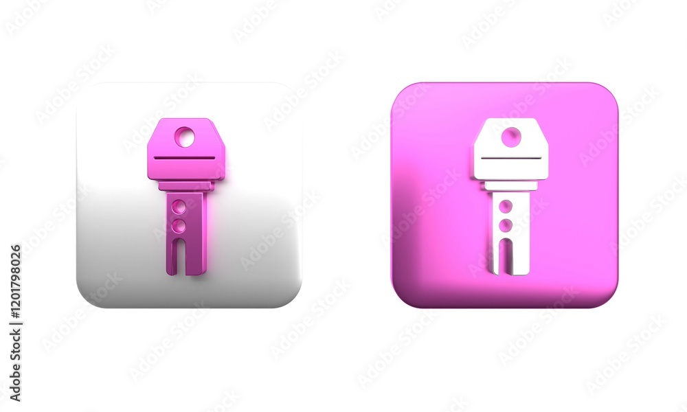 Poster colorful car key with remote icon isolated on white background. car key and alarm system. square but