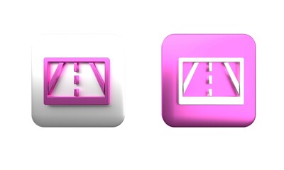 Colorful Gps device with map icon isolated on white background. Square button. 3D render illustration